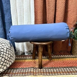 Round Bolster Cover Cervical Neck Roll Cotton Pillowcase for Cylindrical Pillow with Drawstring Closure Neck Pillow case 6" x 18" (15 x 45 cm) Grey