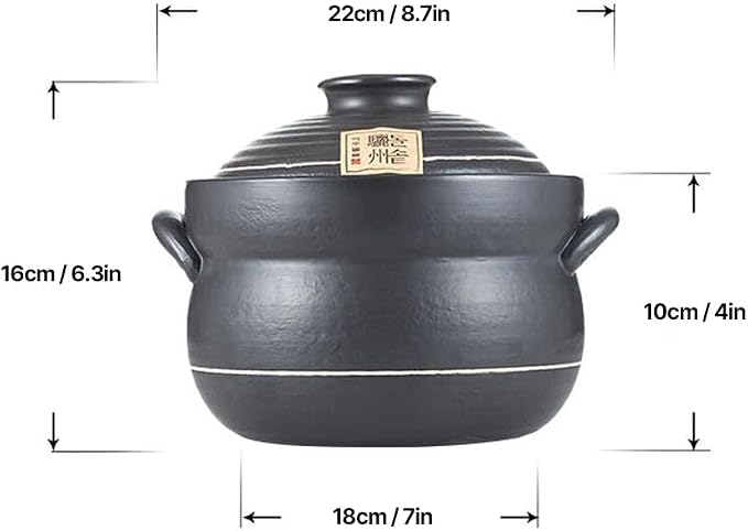 Yeoju traditional Korean Stone Pot with Lid variety of dishes Cookware black 8.7x7x4.5 inches