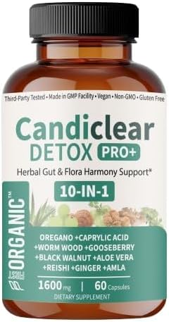 Women’s Candida Cleanse & Yeast Balance | Herbal Parasite Detox with Oregano, Wormwood, Black Walnut & Clove | Gut, Digestive & Flora Rebalance Formula | Third-Party Tested, Vegan, Non-GMO, 60 Caps