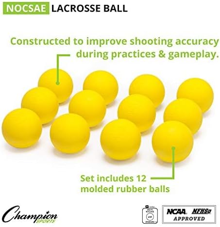 Champion Sports Lacrosse Balls – Official Size SEI Certified, Multi-Color Packs of 3, 6, or 12 for Practice & Games