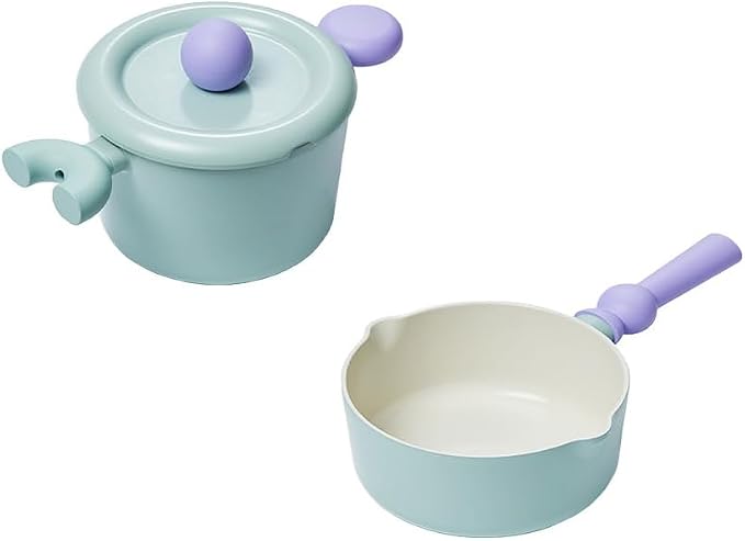 Neoflam Better Finger Cookware Set - Min, 3-Piece Ceramic Coating Kitchen Pot and Wok