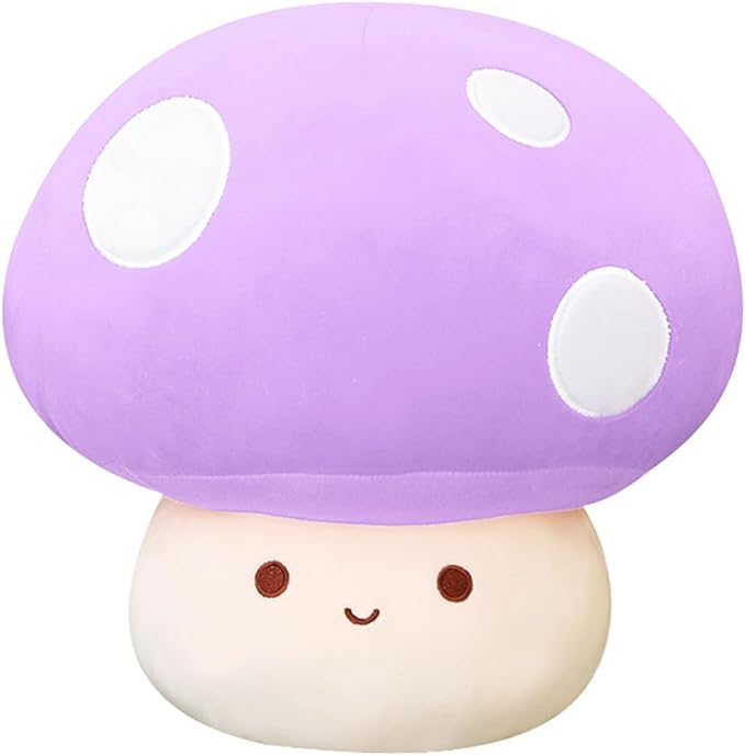 Cute Mushroom Plush Toy, Purple Mushroom Plush Pillow 3D Soft Mushroom Plushie, Mushroom Hugging Plush Pillow Gift for Girls Kids Home Mushroom Decor Christmas Birthday 35cm