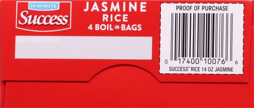 Success Boil-in-Bag Rice, Thai Jasmine Rice, 14-Ounce Box, Pack of 1 | Precooked rice bag for quick and easy meals, stovetop or microwave, ready in 10 minutes, gluten-free, kosher, non-GMO