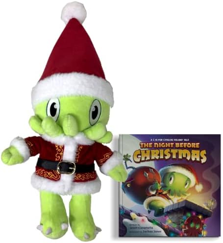 C is for Cthulhu The Night Before Christmas Santa Plush & Board Book Bundle (Standard Plush, 12 inches)