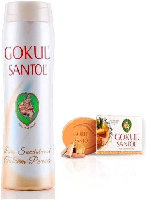 Sandalwood Chandan Talcum Powder Pure from Mysore Sandal Trees 4.93 oz with Free Sandal Soap 75 GMS-Every Use Smells of Pure Sandalwood