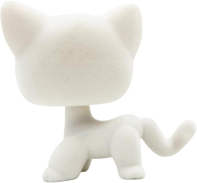 Custom Flocked Pet Shop Toy Fuzzy Animal Figure Short Hair Cat Kitty Kitten Deer OOAK (White #64-zr)