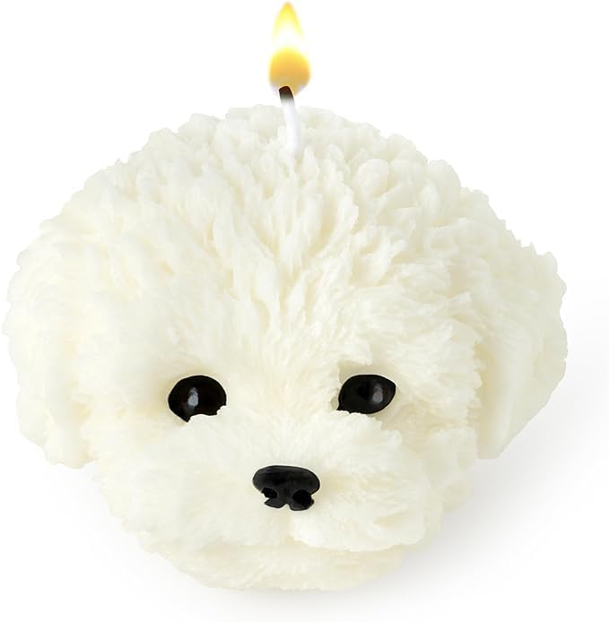 Cute Animal Shaped Scented Candle | Dog Candle | Natural Soy Wax Aromatherapy Candle | Home Decor | Birthday Gift for Dog Lover (White)