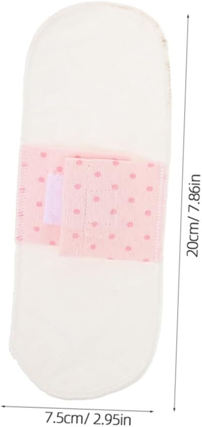 5pcs Reusable Cotton Menstrual Pads Soft Breathable Washable Panty Liners for Women Postpartum Care Overnight Use Daily Pads White