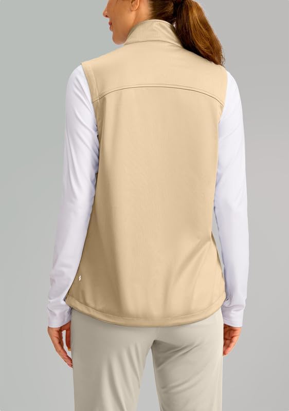 Soothfeel Women's Vest with Zipper Pocekts Lightweight Softshell Sleeveless Jacket Hiking Travel Golf Running Vest for Women