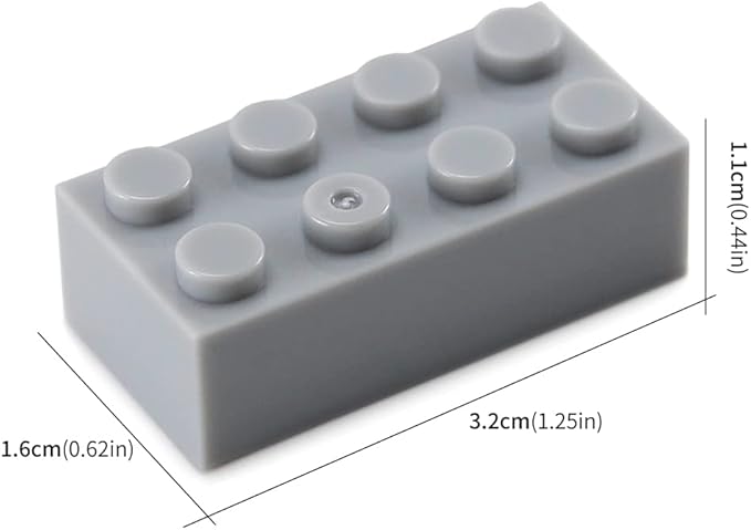 Feleph 100pcs 2x4 Bricks Light Grey Gray Building Blocks Set Toy Accessories Combine with Major Brick Brands