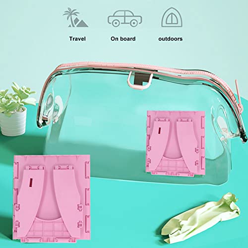 ZJchao Folding Travel Potty, Portable Lightweight Foldable Toddler Potty Toilet Camping Travel Fold Up Toilet Seat with Trash Bag Storage Bag and Strap for Long Distance Driving Tourism(Pink)