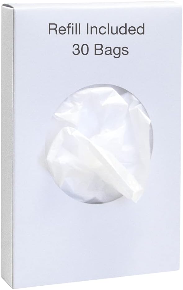 Feminine Hygiene Disposal Bag Dispenser with Refill Bags – Sanitary Napkin & Tampon Disposal System for Restrooms – White