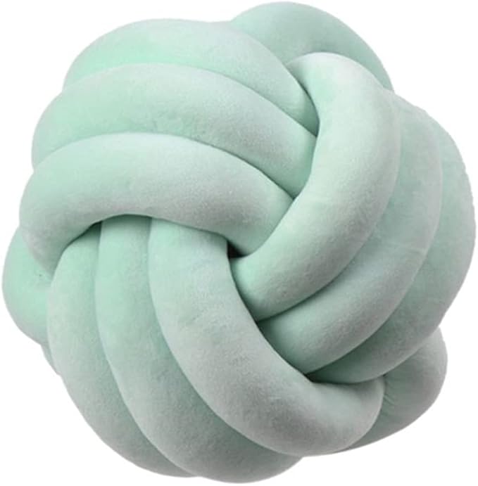 Knot Pillow Ball Round Cushion Pillows, Children Room Decoration Plush Toys Calming Stress Relief Toy (Mint,8.5in/22cm)