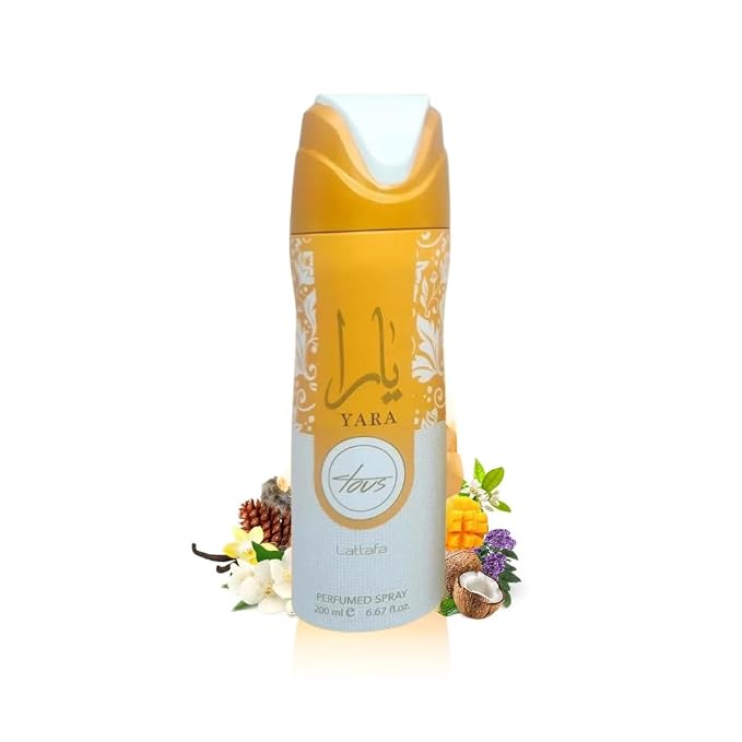Lattafa Yara Tous – Fruity, Tropical, Gourmand, Musky – Perfumed Deodorant Spray for Women, 6.67 Ounce / 200 ml (Pack of 2)