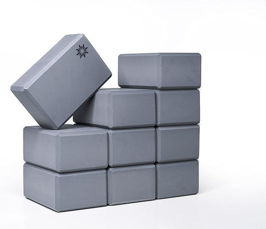 4" Yoga Block, 10 Pack Bulk EVA Foam Yoga Blocks, Firm and Supportive Yoga Brick, Balance Foam for Stretching, Pilates, and Workout, 4" x 6" x 9"