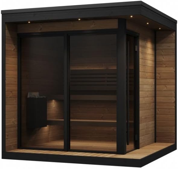 GL6 Outdoor Sauna Kit, Garden Luxury-Series Outdoor DIY Sauna Kit, Thermo-Spruce, up to 6 Persons Bundles (Sauna Heater and Sauna Stones Included) (Drop 9 WiFi - Wood)