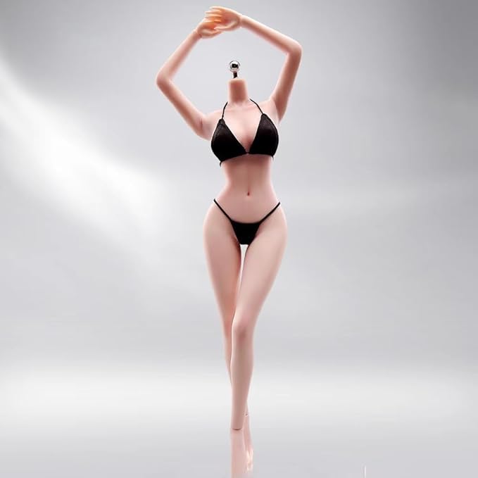 1/6 Scale Female Action Figure Body, 12 inches Seamless Flexible Action Figure Body Model with Detachable 5 Pairs Hand Gesture Shapes (Pale Skin)