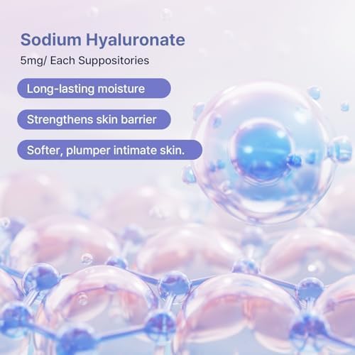 Hyaluronic Acid Suppositories for Women – Menopause & Postmenopause Intimate Dryness Relief – Deep Moisturizing with Vitamin E, Coconut Oil & Glycerin – 12 Count
