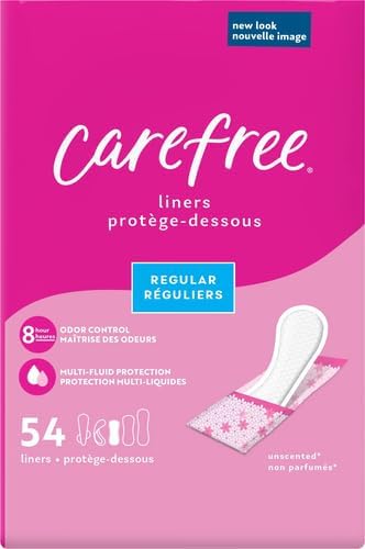 Carefree Panty Liners for Women, Regular, Wrapped, Unscented, 54ct (Pack of 2)