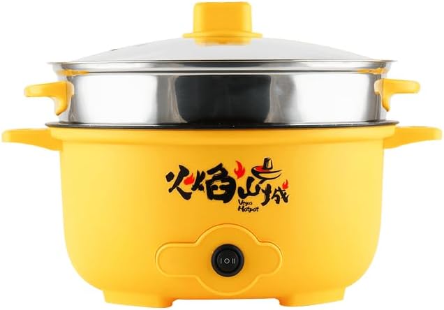 VEGAS Electric HOT POT Multifunction Steam & Cooking Ramen Pot with Automatic Keep Warm Mode Nonstick Inner Pot & Full-View Glass Lid &Stainless steel steamer basket Color Shipped Randomly (10inch)