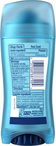 Secret Invisible Solid Antiperspirant and Deodorant, Rose Scent, 2.6 oz (Pack of 2)