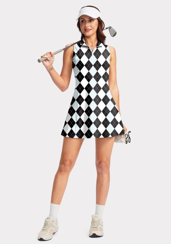 Viodia Women's Tennis Golf Dress with Shorts | Active, Exercise, Workout, Sports, Athletic, Dresses for Women, with Zipper Pockets
