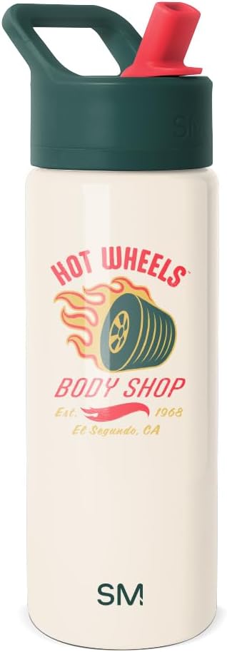 Simple Modern Kids Summit Water Bottle with Straw Lid | Hot Wheels 18oz Stainless Steel Cup Insulated Tumbler for Boys, School | Body Shop