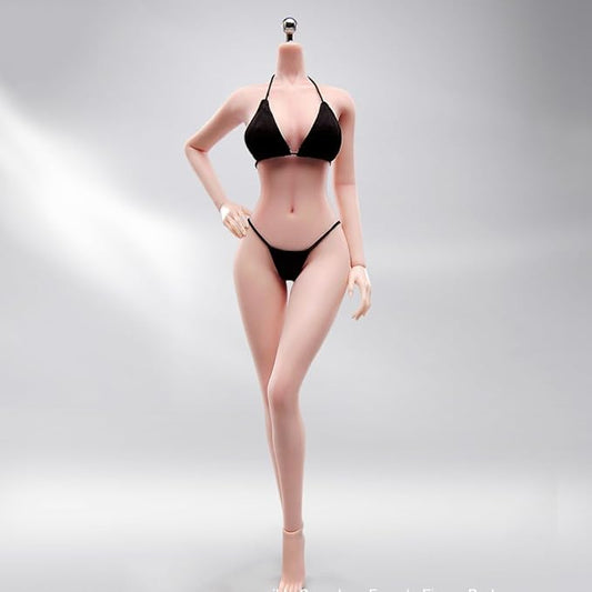 1/6 Scale Female Action Figure Body, 12 inches Seamless Flexible Action Figure Body Model with Detachable 5 Pairs Hand Gesture Shapes (Pale Skin)