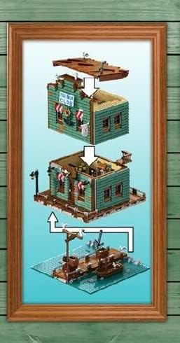 General Jim's Realistic Detailed Harbortown Fishing Club Shop Classical Architectural Styled City Modular Building Blocks Toy Bricks Building Model Set for Adults and Teens