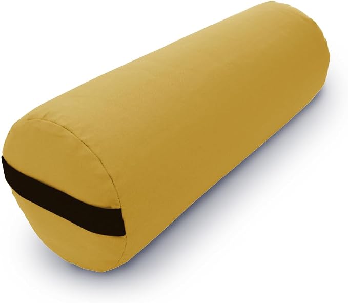Bean Products Cotton Batting Yoga Bolster - Studio Grade Round or Rectangular Restorative Yoga Pillow for Pilates and Yin Practice - Soft Yet Firm Support with Cotton Cover - Made in The USA