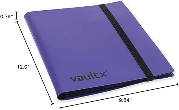 Vault X 9 Pocket Standard Strap Binder, Holds 360 Trading Cards in 20 Side-Loading Pages (Purple)