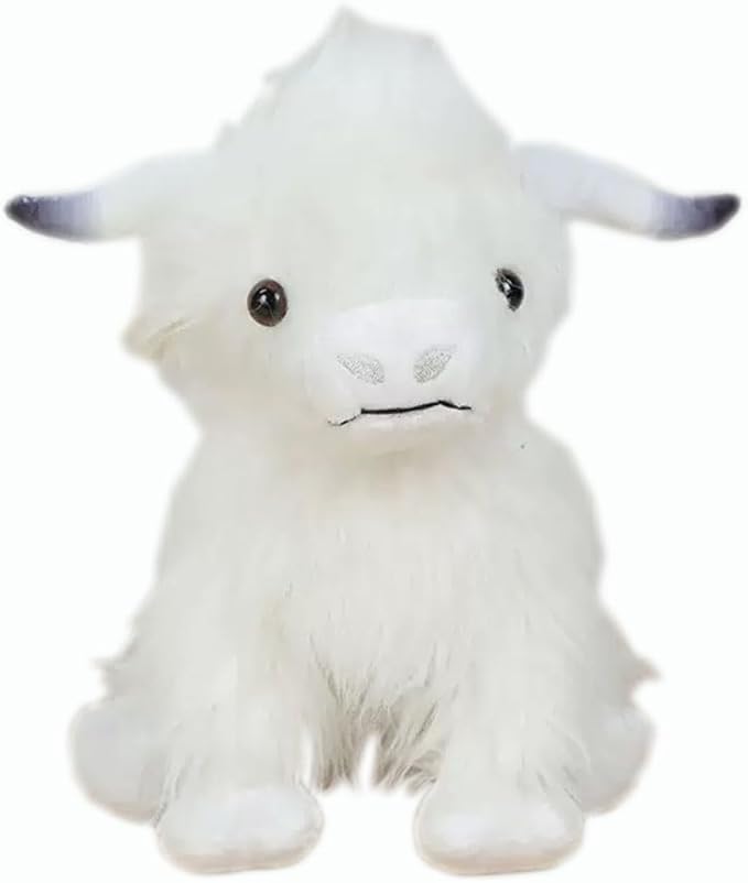 Highland Cow Stuffed Animal Cute Highland Cow Plush Doll Toy 10 inch for Girls Boys Christmas (Highland Cow White)
