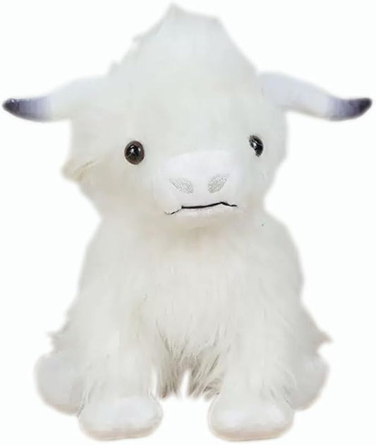 Highland Cow Stuffed Animal Cute Highland Cow Plush Doll Toy 10 inch for Girls Boys Christmas (Highland Cow White)