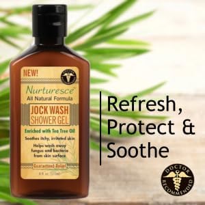 PediFix Nurturesce Jock Wash Shower Gel, 6 Fluid Ounce - Tea Tree Oil Enriched, Anti-Fungal, Soothes Itchy Irritated Skin, Natural Body Wash (Packaging May Vary)