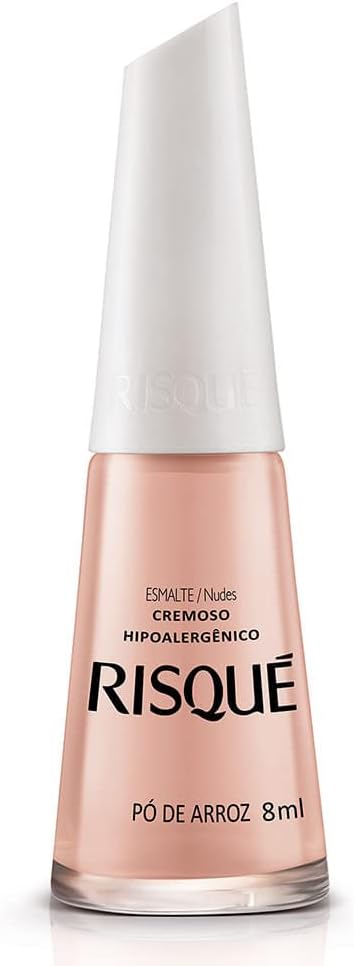 Nail Polish Risque Nude | Esmalte de Unhas | Fast Dry, Hypoallergenic, Long-Lasting, Extra Sparkle, Made in Brazil | Po de Arroz, 0.3 oz, 8ml