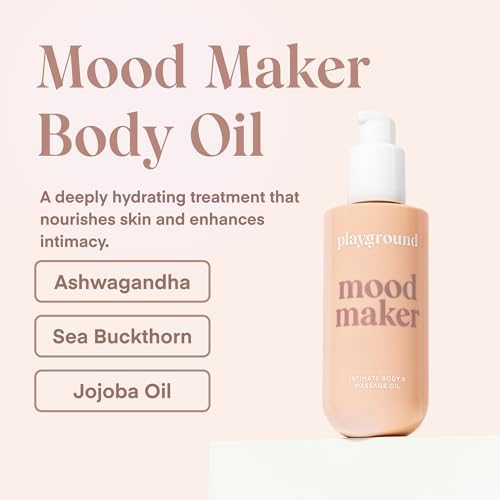 Mood Maker Massage Oil and Intimacy Oil, Pleasure Enhancing, Botanical Aphrodisiacs & Adaptogens, Vanilla Sandalwood Rose Ylang Ylang, 1-Ounce Bottle
