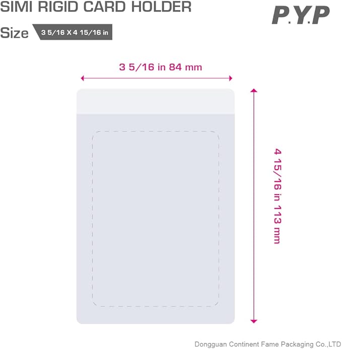 200ct Semi Rigid Card Holders - Card Sleeves for Trading Card with 1/2" Lip Sleeves Fit Standard Grading Cards Baseball Cards for Graded Card Submittions
