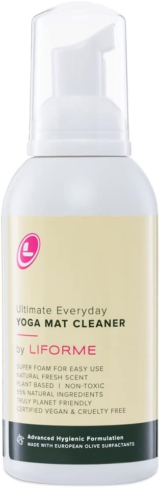LIFORME Ultimate Everyday Yoga Mat Cleaner, Eco-Friendly, Natural & Organic Yoga Mat Cleaner, Vegan, Safe for all Yoga Mats, No Sticky Or Slimy Residue - Cleans, Restores, Refreshes - 150ml/5oz