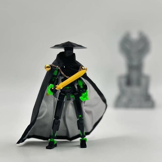 Assembly Completed T13 Action Figures,T 13 Action Figure, Robo 13 3D Printed Action Figure - The Ultimate Hero for Action-Packed Playtime,5.2 Inch (Swordsman-Black Green)