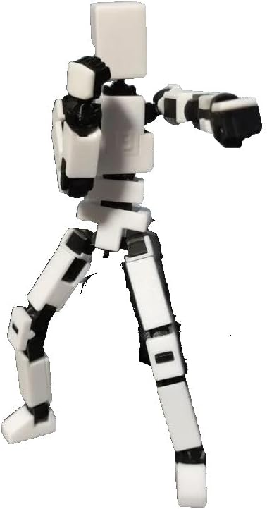 3D Printed Multi Joint Movable Mechanical Doll Model, Toy Design Style, Custom Desktop Ornament (White)