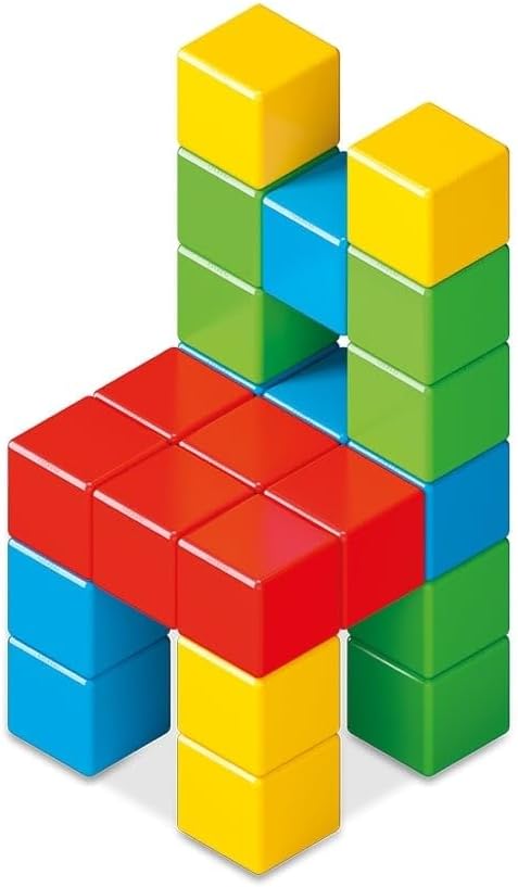 GEOMAG Premium Swiss-Made MagiCube 24-Piece Magnetic Stacking Cubes Building Set, Toddlers and Kids Ages 1-5, STEM Educational Toy, Creativity, Imagination, Early Learning Fun, Crystal Packaging