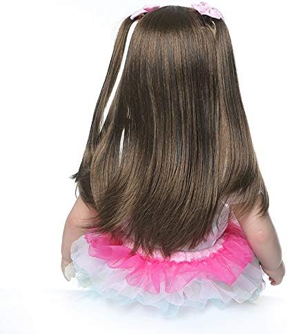 Pinky 24 inch 61cm Lovely Reborn Baby Girl Dolls Toddler Realistic Looking Life Like Baby Doll Vinyl Silicone Long Hair Babies Toy Gift
