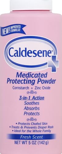 Caldesene Medicated Protecting Body Powder with Zinc Oxide and Cornstarch,Talc-Free Baby Powder Soothes & Protects,5 Oz.,(Pack of 2)