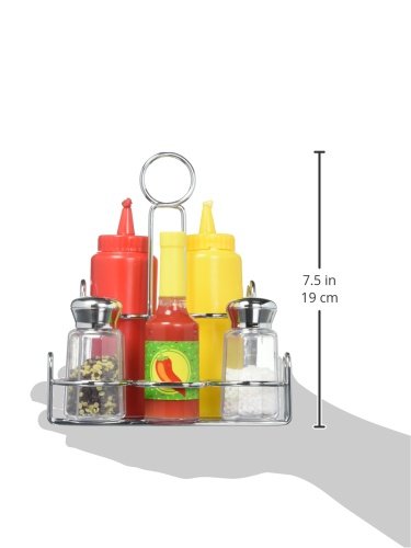 Melissa & Doug Condiments Set (6 pcs) - Play Food, Stainless Steel Caddy