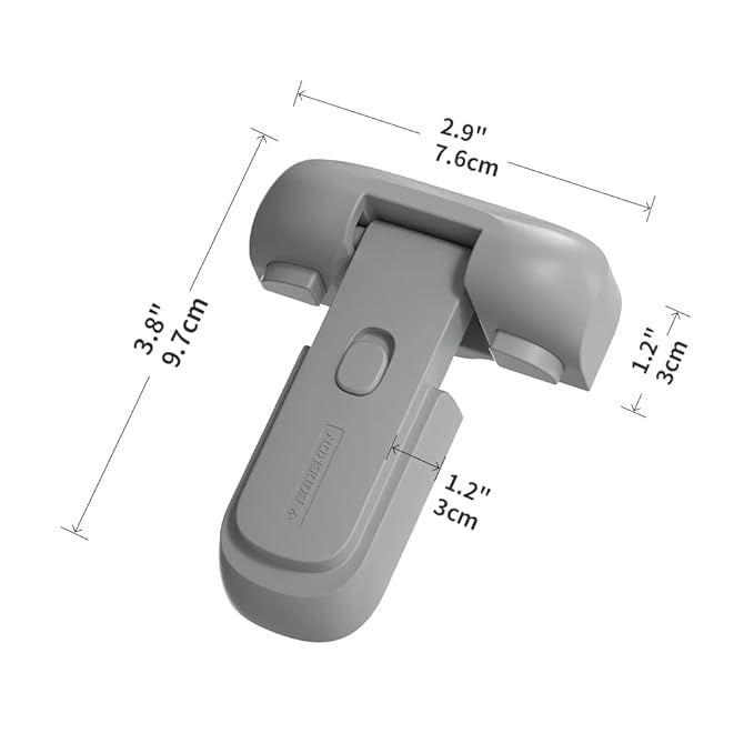 Mom's Choice Gold Awards Winner - EUDEMON 1 Pack Updated Child Proof Refrigerator/Fridge/Freezer Door Lock Apply to Max 1"(25mm) Sealing Strip for Toddlers and Kids, no Tools Need or Drill (Grey)