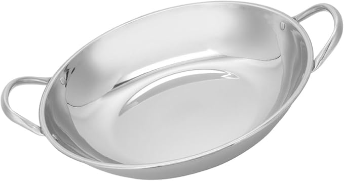 Homoyoyo Non-Stick Stainless Steel Korean Wok 30cm - Versatile Cast Iron Egg Pan for Outdoor Cooking