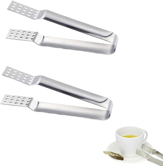2 Pack Stainless Steel Tea Bag Squeezer, Kitchen Tea Bag Tongs Herbal Tea Infuser, Tea Bag Holder Strainer Clip for Loosing Leaf, Gripping Ice Cube, Sugar