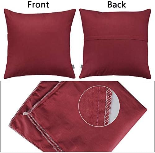 4-Pack 100% Cotton Comfortable Solid Decorative Throw Pillow Case,Thmyo Square Cushion Cover Pillowcase Sublimation Blank Pillow Covers DIY Throw Pillowcase for Sofa(16x16 inch/ 40x40cm,Wine red)