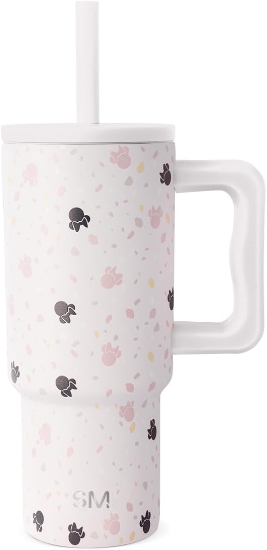 Simple Modern Disney Kids 24 oz Tumbler with Handle and Silicone Straw Lid | Spill Proof Leak Resistant | Reusable Stainless Steel Bottle | Kids Boys Girls | Trek Collection | Minnie Mouse on Terrazzo
