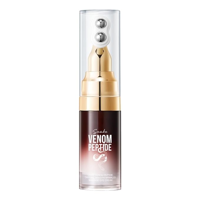 Snake Peptide Eye Cream with Massage Roller, Caffeine Reduce Eye Wrinkles Dark Circles, Anti-Aging Eye Cream for Dark Circles, Puffiness & Wrinkles, Hydrating